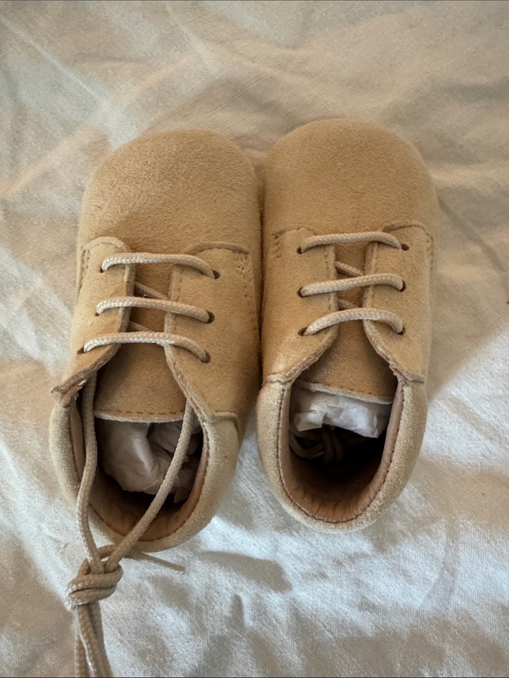 Soft Beige Baby Walker Lace-Up Shoes